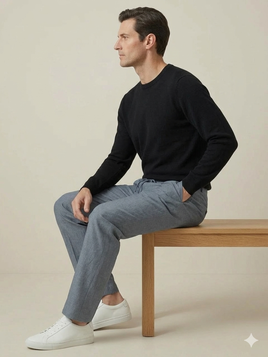 GREY PLEATED BAGGY  FIT TROUSER