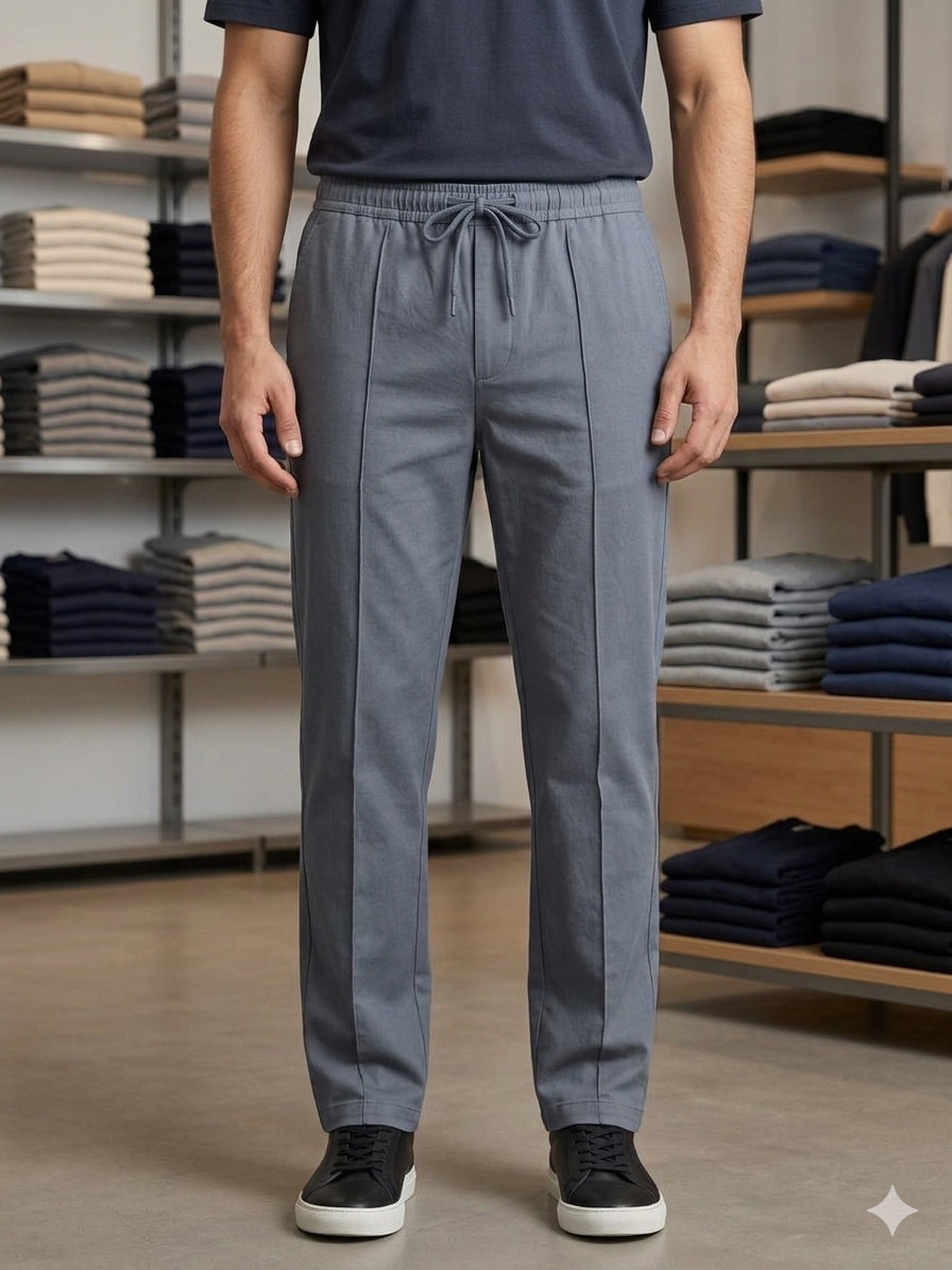GREY PLEATED BAGGY  FIT TROUSER