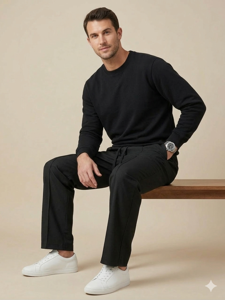 BLACK PLEATED BAGGY  FIT TROUSER
