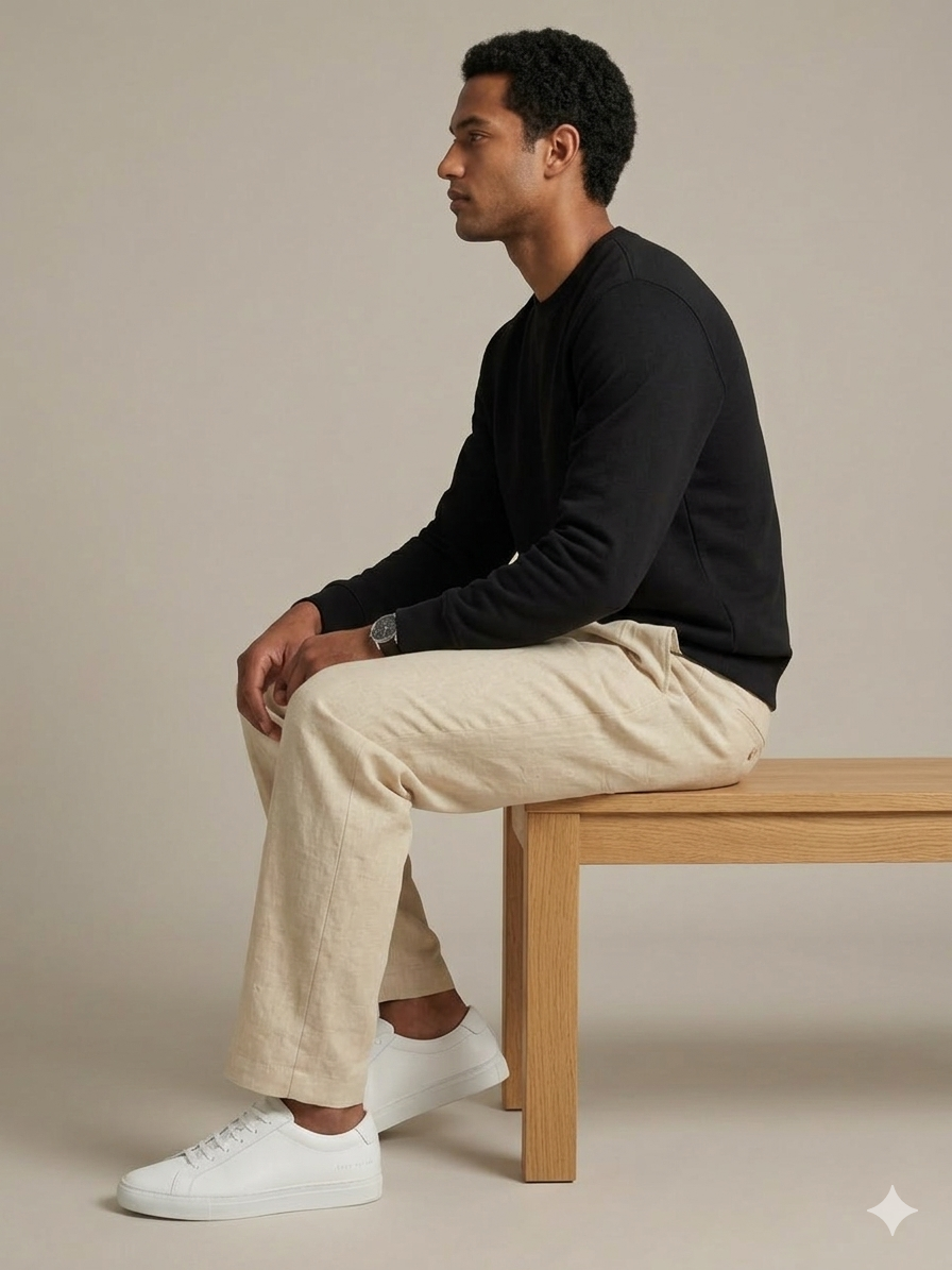 BEIGE PLEATED BAGGY  FIT TROUSER