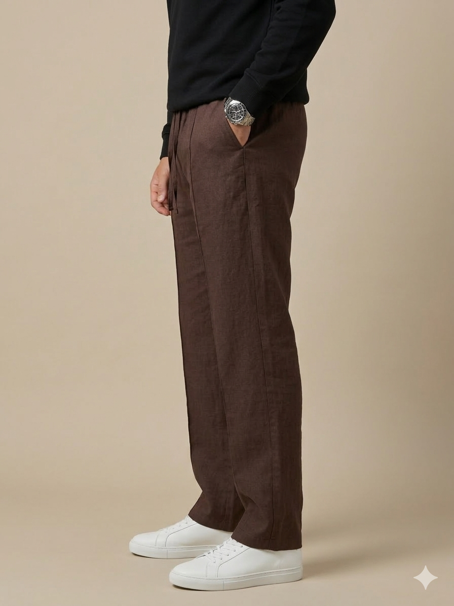 BROWN PLEATED BAGGY  FIT TROUSER
