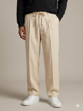 BEIGE PLEATED BAGGY  FIT TROUSER