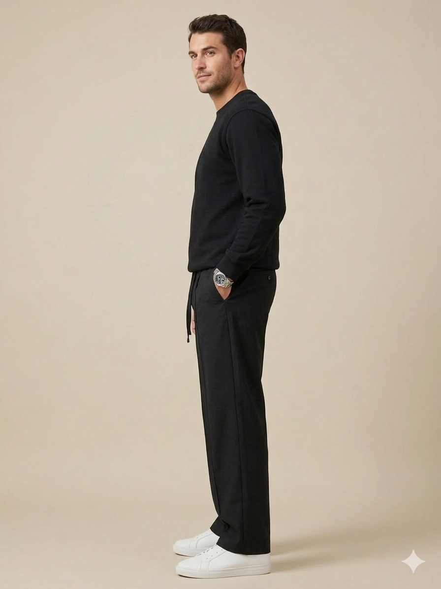 BLACK PLEATED BAGGY  FIT TROUSER
