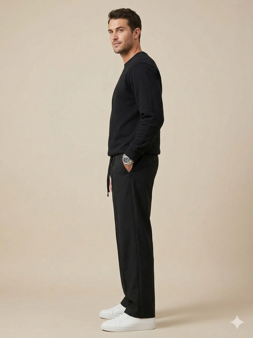 BLACK PLEATED BAGGY  FIT TROUSER