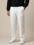 WHITE PLEATED BAGGY  FIT TROUSER