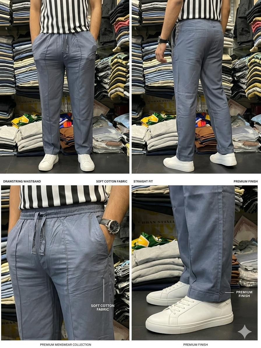 GREY PLEATED BAGGY  FIT TROUSER