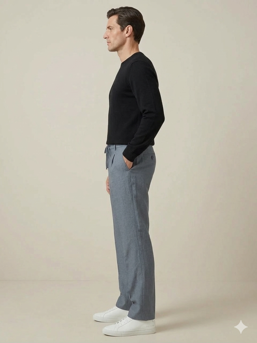 GREY PLEATED BAGGY  FIT TROUSER