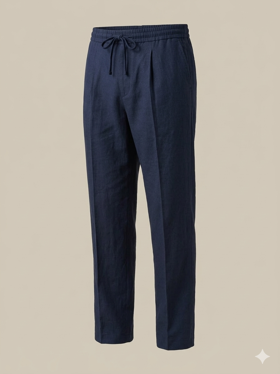 NAVY BLUE PLEATED BAGGY  FIT TROUSER