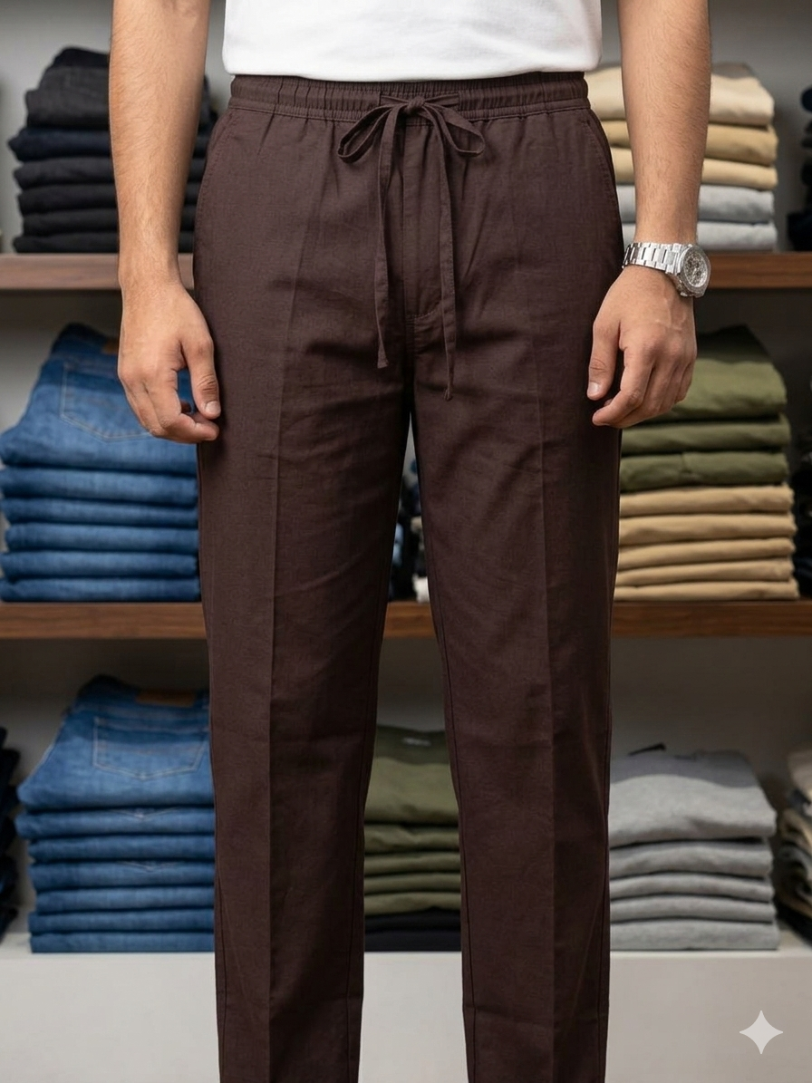 BROWN PLEATED BAGGY  FIT TROUSER