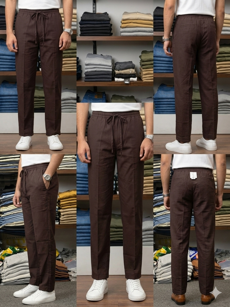 BROWN PLEATED BAGGY  FIT TROUSER